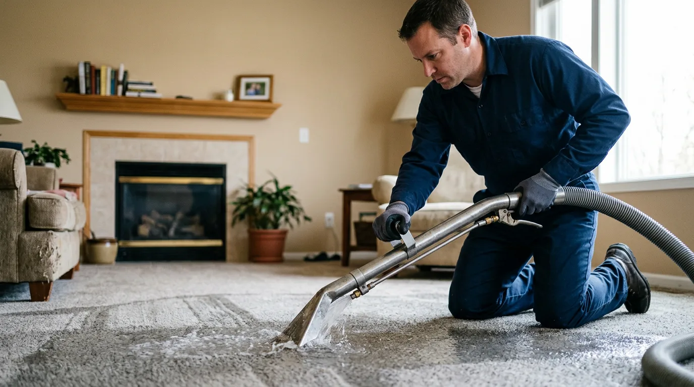 Water damage restoration technician working near Hollis Center, ME